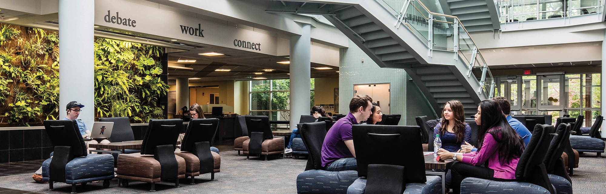 Students inside the lobby at SMU