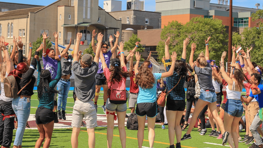 Students jumping